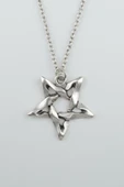 Pentagram Gümüş Kaplama Düz Zincir Kolye - 1