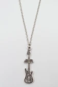 Avenged Sevenfold Elektro Gitar Gümüş Kaplama Düz Zincir Kolye thumbnail 1