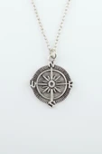 Pusula Gümüş Kaplama Düz Zincir Kolye thumbnail 1
