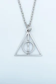 Harry Potter Ölüm Yadigarları Üçgen Gümüş Kaplama Düz Zincir Kolye - 1