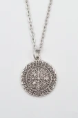 Vegvisir Viking Pusulası Gümüş Kaplama Düz Zincir Kolye - 1