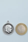 Atatürk Madalyon Gümüş Kaplama Örme Zincir Kolye - 4