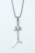 Slayer Elektro Gitar Gümüş Kaplama Örme Zincir Kolye thumbnail 1