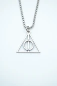 Harry Potter Ölüm Yadigarları Üçgen Gümüş Kaplama Örme Zincir Kolye thumbnail 1