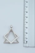 Üçgen Kare Geometrik Gümüş Kaplama Örme Zincir Kolye - 4