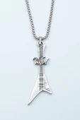 Pink Floyd Elektro Gitar Gümüş Kaplama Örme Zincir Kolye thumbnail 1