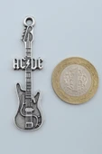 AC/DC Elektro Gitar Gümüş Kaplama Örme Zincir Kolye - 4