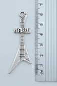 Pentagram Elektro Gitar Gümüş Kaplama Örme Zincir Kolye thumbnail 3