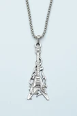 Ateşli Elektro Gitar Gümüş Kaplama Örme Zincir Kolye thumbnail 1