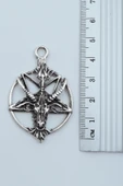 2'li Ters Pentagram Keçi Kafası - Wicca Gümüş Kaplama Kolye Seti - 4