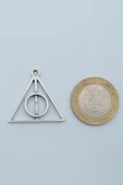 Harry Potter Ölüm Yadigarları Üçgen Gümüş Kaplama Örme Zincir Kolye thumbnail 4