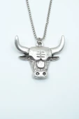 Boğa Gümüş Kaplama Örme Zincir Kolye thumbnail 1