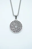 Vegvisir Pusula - Viking Sembol Gümüş Kaplama Örme Zincir Kolye thumbnail 1