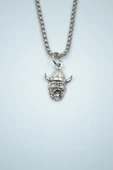 Minimal Viking Savaşçı Gümüş Kaplama Örme Zincir Kolye - 1