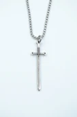 Kılıç Gümüş Kaplama Örme Zincir Kolye thumbnail 1