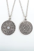 2'li Viking Pusula - Viking Sembolleri Gümüş Kaplama Kolye Seti thumbnail 1