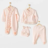 Eterelle Newborn Chic Girl Tüllü 4'lü Hastane Çıkışı Salmon - 1