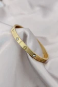 HEYF 316L Çelik Gold Renk Zirkon Taşlı Bileklik - 1