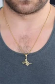 HEYF Gold Renk Metal Osmanlı Tuğra Figürlü Erkek Kolye - 1