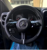 DİKİŞLİ DİREKSİYON KILIFI NUBUK DERİ NOKTALI DERİ GRİ YÜZÜK GRİ DİKİŞLİ MERCEDES VİTO İÇİN - 1