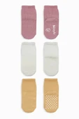 Eterelle Kaymaz Penye Soket Çorap 3'lü  Pudra Ekru Somon thumbnail 2