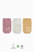 Eterelle Kaymaz Penye Soket Çorap 3'lü  Pudra Ekru Somon thumbnail 1