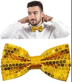 Gece Işıltısı Altın Payetli Pullu Papyon 7x2 Cm - 3