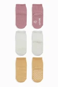 Eterelle Kaymaz Penye Soket Çorap 3'lü  Pudra Ekru Somon thumbnail 2