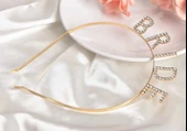 Altın Gold Renk Bekarlığa Veda Kristal Taş Bride Tacı İthal 16x10 Cm - 4