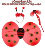 Uğur Böceği Kanat Seti Kanadı Tacı Ve Asası Çocuk Boy - 1