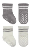 Eterelle Çemberli Kaymaz Soket Çorap 2'li  Gri Ekru thumbnail 2