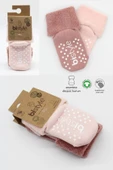 Eterelle Çemberli Kaymaz Havlu Soket Çorap 2'li Bs10503 Pudra Pembe thumbnail 6