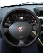 DİKİŞLİ DİREKSİYON KILIFI SİYAH DÜZ YÜZEYLİ DERİ KIRMIZI DİKİŞLİ FIAT DOBLO İÇİN thumbnail 1