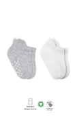 Eterelle 2'li Sneakers Kaymaz Basic Penye Çorap Bs20103 Gri Beyaz - 1