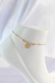 HEYF 316L Çelik Gold Renk Zirkon Taş Detay Kalpli Halhal - 1