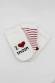Eterelle Mom Dad 3'lü Penye Soket Çorap 10123 Ekru - 4