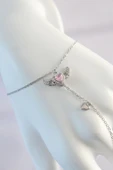 HEYF 316L Çelik Gümüş Renk Pembe Zirkon Taşlı Kanatlı Kalp Model Şahmeran - 2