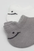 Eterelle 2'li Sneakers Smile Penye Çorap Bs20106 Gri Ekru thumbnail 3