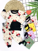 Eterelle 9-12-18-24 Ay Bayan Mickey Baskılı Cepli 2li Kız Bebek Takımı Lila - 1