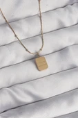HEYF 316L Çelik Gold Renk Kare Charm Model Kolye thumbnail 1