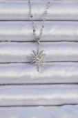 HEYF 316L Çelik Zincir Gümüş Renk Zirkon Taşlı Kutup Yıldızı Kolye thumbnail 1