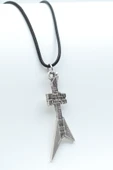 Marilyn Manson Elektro Gitar Gümüş Kaplama Deri İp Kolye thumbnail 1