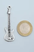 Elektro Gitar Gümüş Kaplama Deri İp Kolye - 4