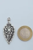 Viking Kolovrat Kalkan  Gümüş Kaplama Örme Zincir Kolye - 4