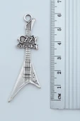 Ozzy Osbourne Elektro Gitar Gümüş Kaplama Örme Zincir Kolye - 3