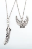 2'li Kuş Tüyü - Kartal Gümüş Kaplama Kolye Seti thumbnail 1