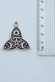 Triquetra Gümüş Kaplama Örme Zincir Kolye - 3