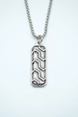 Çubuk Bar Gümüş Kaplama Örme Zincir Kolye thumbnail 1