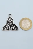Triquetra Gümüş Kaplama Örme Zincir Kolye - 4