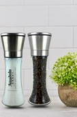 Dolu Karabiber Tuz Değirmeni 2li Set Seramik Öğütücülü 19cm - 1